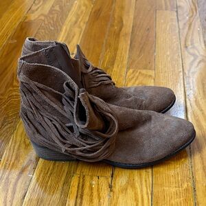Vince Camuto Brown Suede Fringe Booties